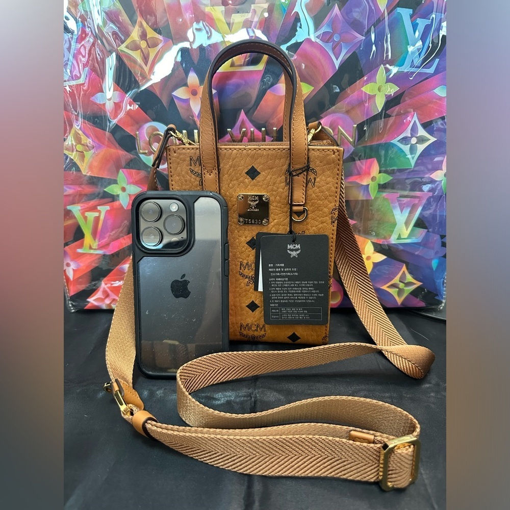 MCM Klassik Visetos XMini Crossbody Bag Cognac NWT - Picture 3 of 15